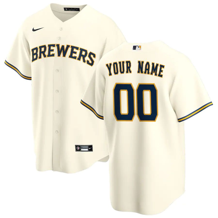 Youth Milwaukee Brewers Nike Cream Home Replica Custom MLB Jerseys